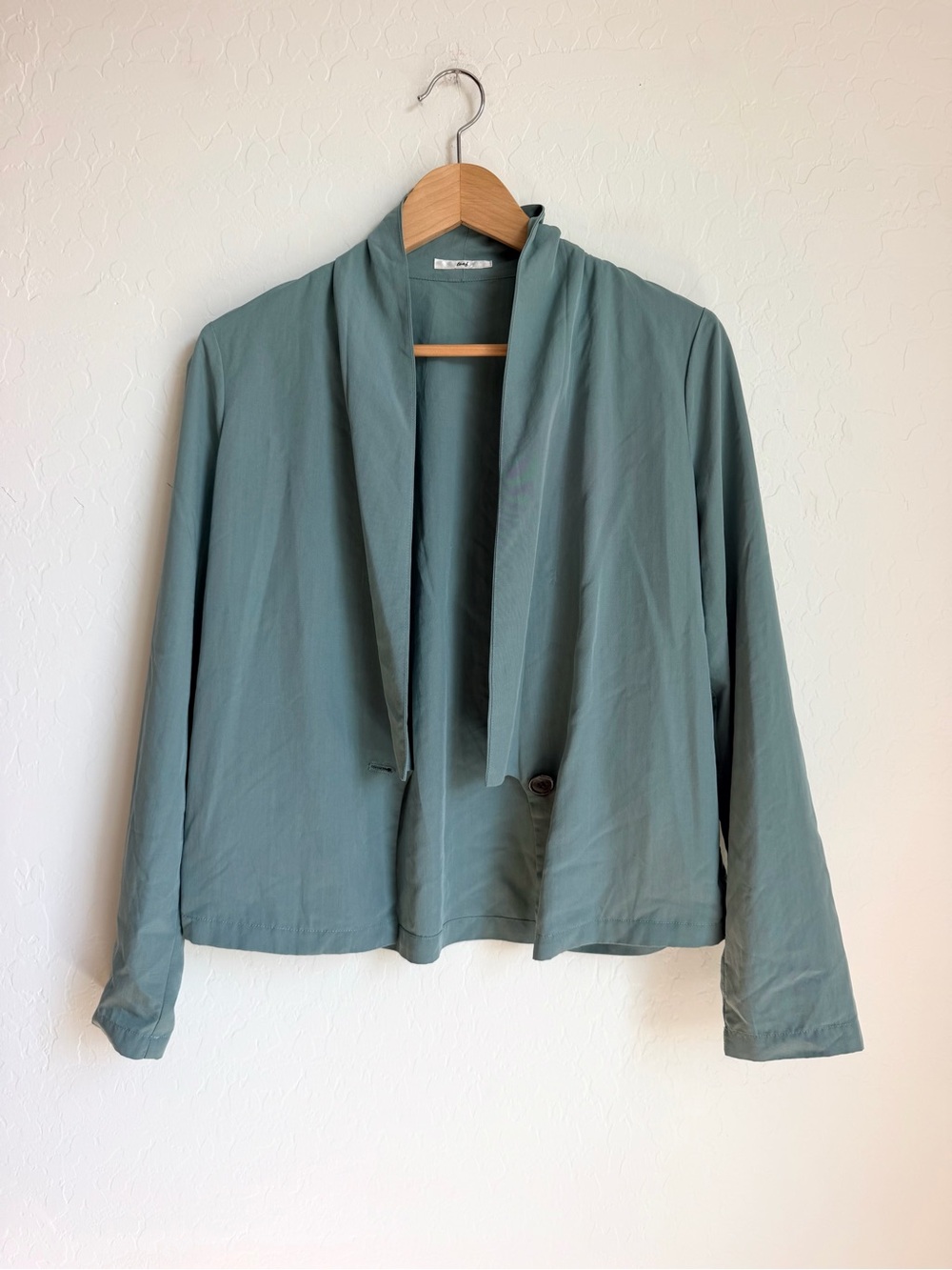 Sage green lightweight open-front blazer / cardigan jacket